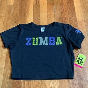 Zumba Wear - ZW Society Crop Top - Bold Black - Size Lovely (Large) - Brand New